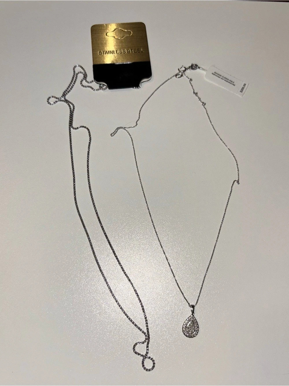 Stainless Steel Teardrop Pendant Necklace Set NWT